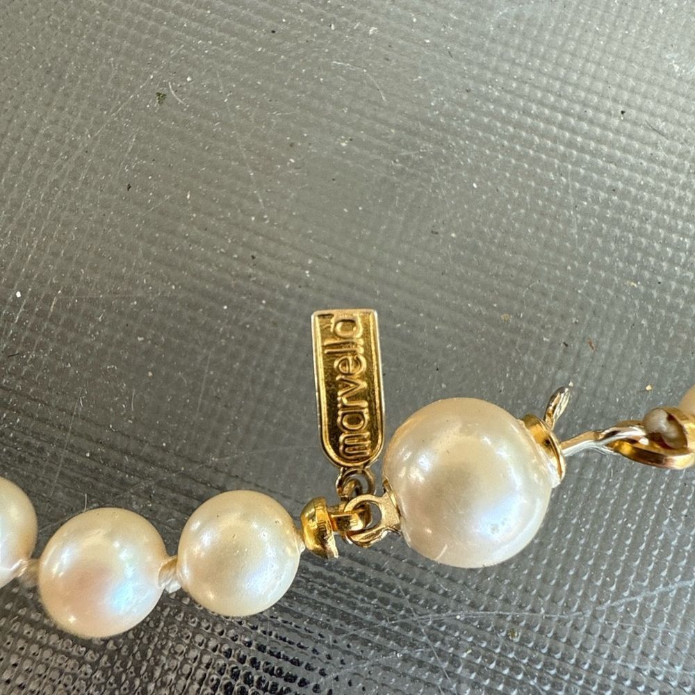 Vintage Marvella Faux Pearl Necklace | Classic Knotted Strand 24” - Picture 4 of 4